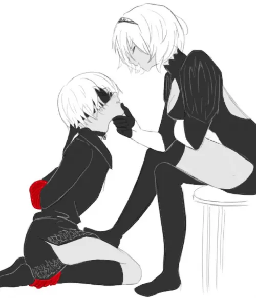 9S at her feet as he should Thumbnail