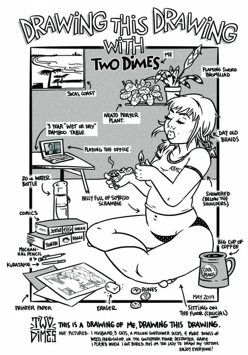 A breakdown of a stoner girl drawing a stoner girl. By me. Thumbnail