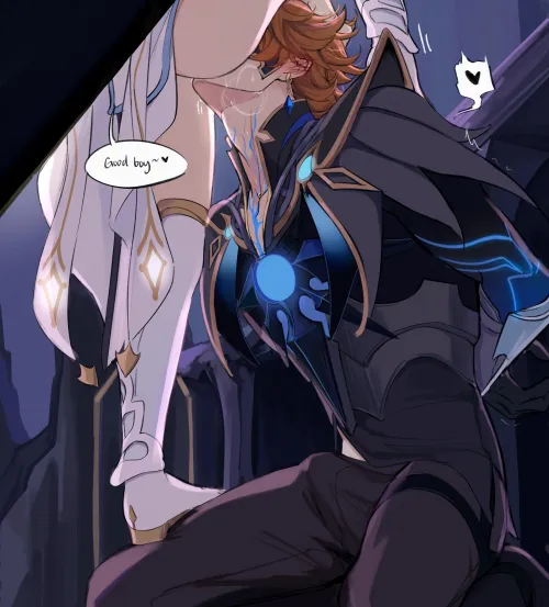 Abyss princess Lumine and her dog by @Aitsussy Thumbnail