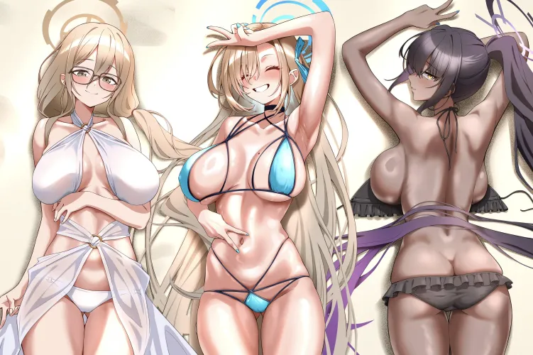 Akane, Asuna and Karin enjoying the beach Thumbnail