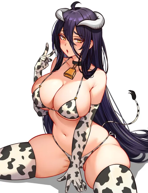 Albedo gives a sexy pose in Cow patterned Bikini [Overlord] (Cetta) Thumbnail