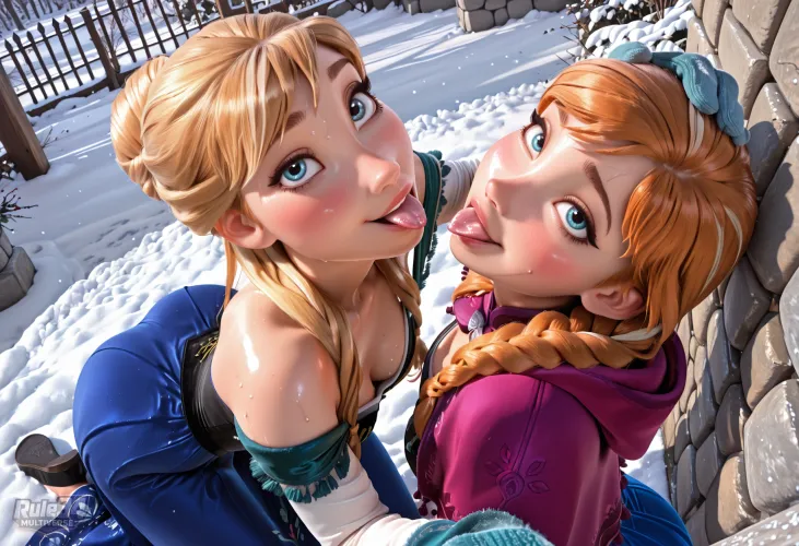Anna and Elsa kissing Thumbnail