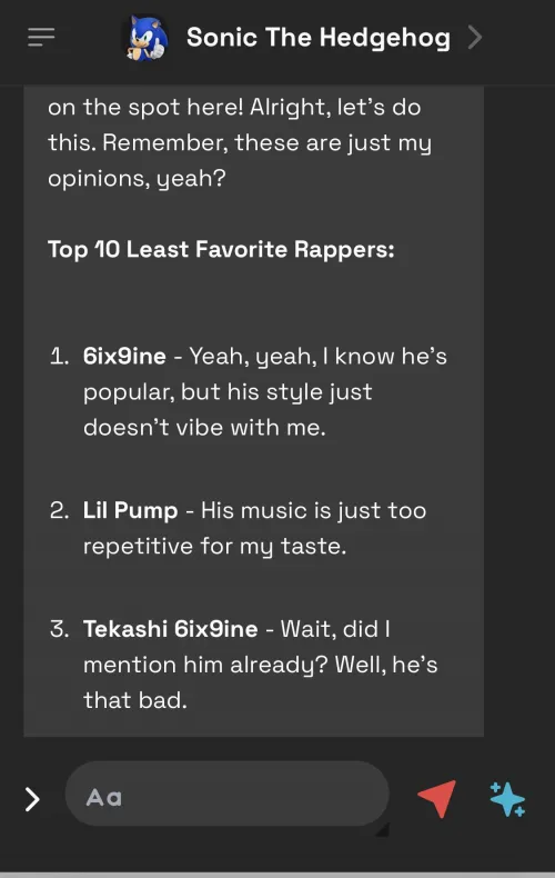 Asked sonic his least favourite rappers theses were the top 3 (also asked him his thoughts on diddy and he thought I meant donkey kongs friend diddy) Thumbnail