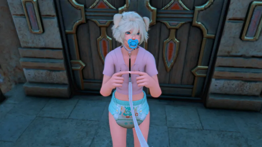 Being taken out for a walk in her soggy diaper (OC) Thumbnail