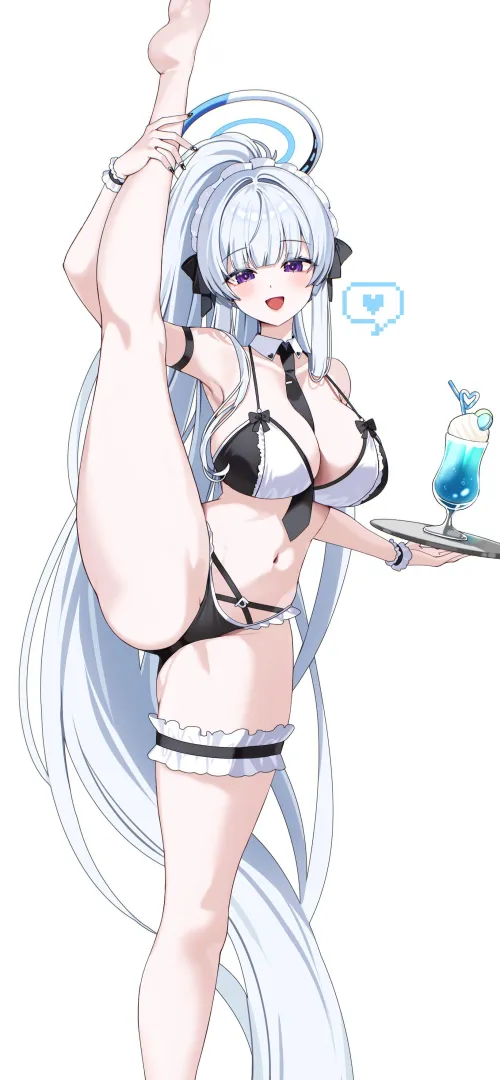 Bikini Maid Waitress Noa doing a standing split (SAYAN) Thumbnail