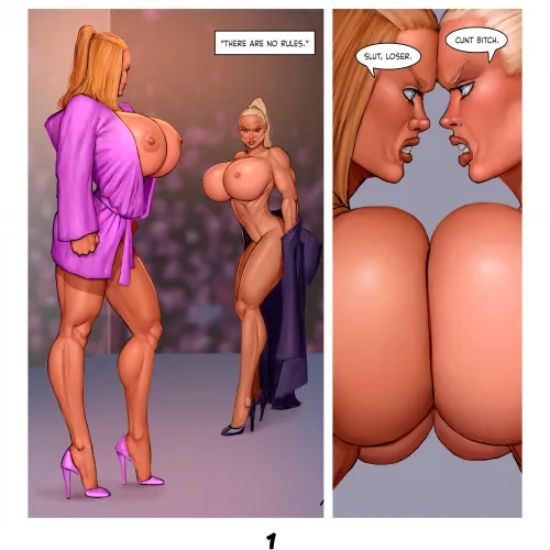 Bimbos pressing her breast to know how is better of the two. Thumbnail