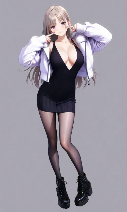 Black Knitwear, Tights, & Boots Thumbnail