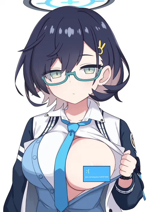 Blue screen error on Chihiro's breast Thumbnail