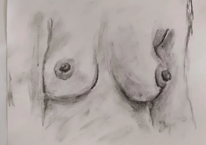 Breast study, charcoal sketch by me Thumbnail