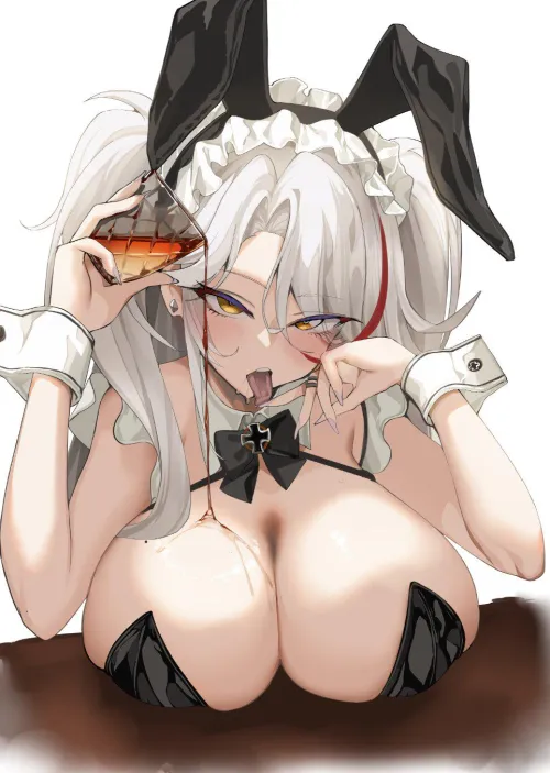 Bunny Prinz Eugen pouring liquor on herself (Satou Daiji) [Azur Lane] Thumbnail
