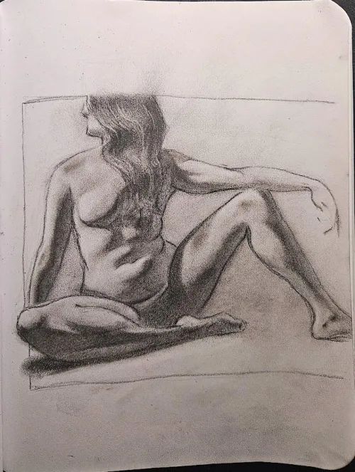 Casual nude in charcoal Thumbnail
