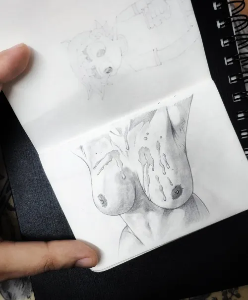 Cum on tits, sketch by me Thumbnail