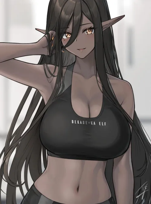 Dark Elf in a Sports Bra [Original] Thumbnail