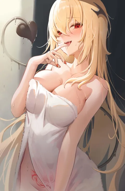 Demon girl in a towel Thumbnail