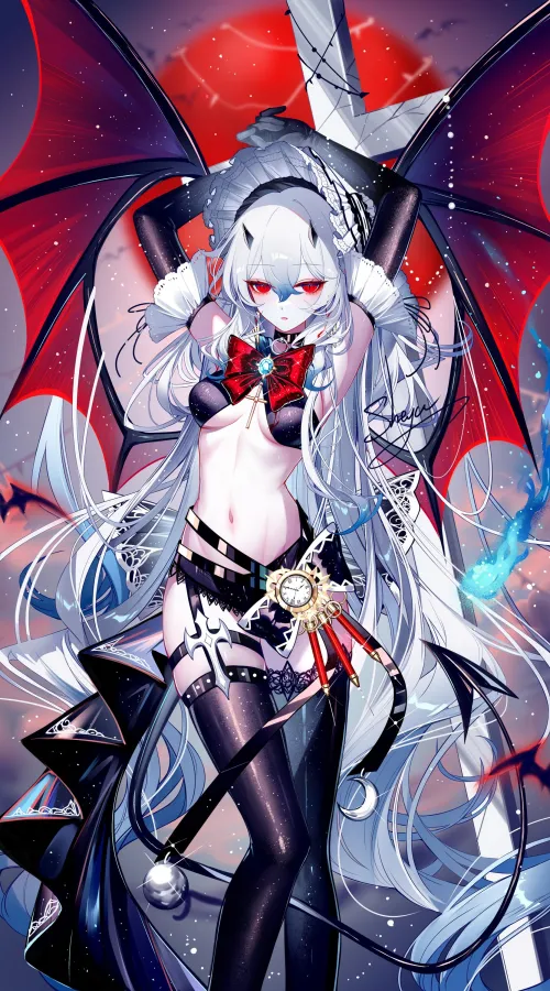 Demon girl under a blood moon Thumbnail