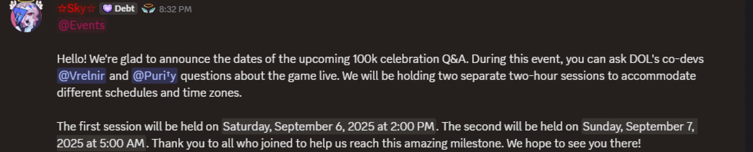 DOL will have an official Q&A on September 6/7 on Discord! (NOTE: This is for GMT-3 Timezone, go to Discord to check yours!) Thumbnail