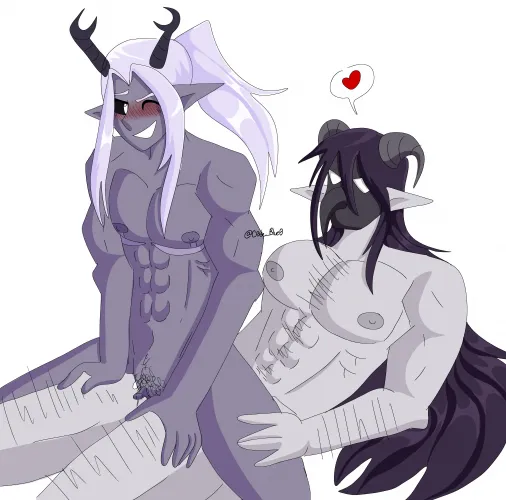 Doodle of my OCs, Ruko (left) and Ka (right) Thumbnail