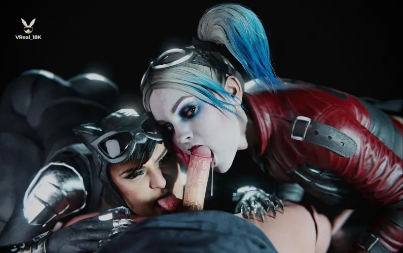 Double Blowjob with cum in mouth - Harley Quinn and Catwoman (VReal_18K) [Injustice 2] Thumbnail
