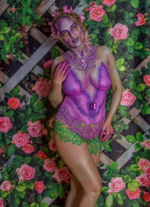 Dreaming of springtime in the garden. A garden fairie body painting. Thumbnail