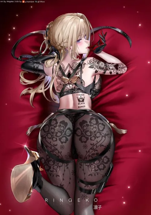 Evelyn has a new look, proudly showing herself (Art: Ringeko | Edit by me) Thumbnail