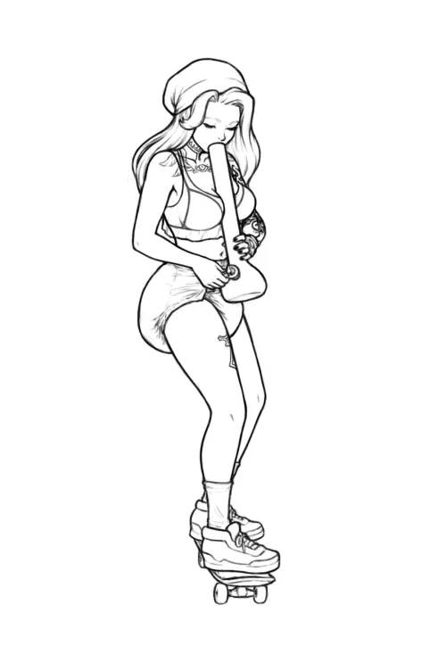 (Floofnfluff) Taking a puff from a bong on her skateboard in diapers. Can you think of anything more badass? Thumbnail