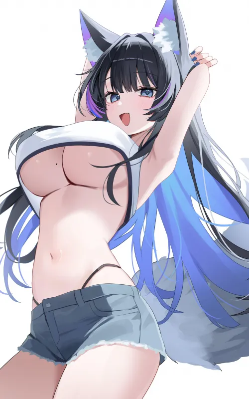 Foxgirl showing off her underboob Thumbnail