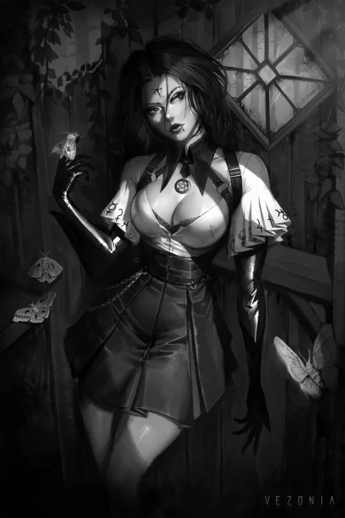 Girl n Moths by Vezonia Lithium Thumbnail