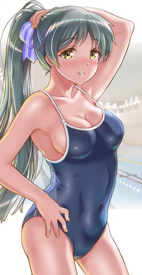 Hazuki Ren takes a Sexy Pose at the Poolside [Love Live!] (Gonta) Thumbnail