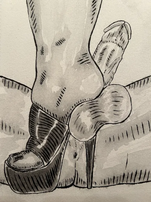 Heels, ink and watercolor, by me. Thumbnail