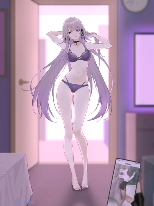 Herta wearing purple lingerie Thumbnail