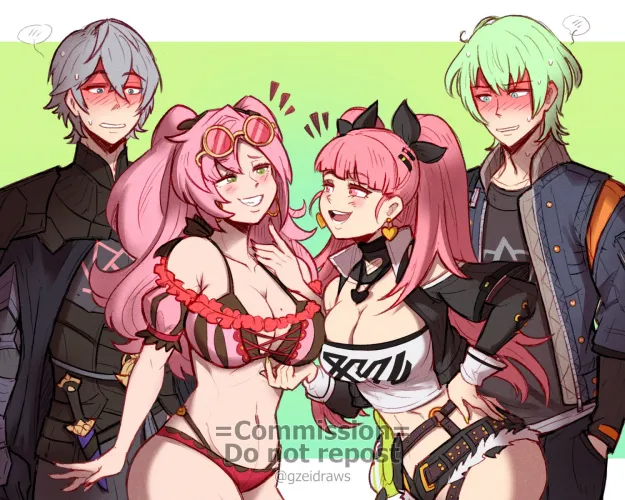 Hilda and Byleth outfit swapping with Wise and Nicole on Hilda's birthday (Gzei) Thumbnail