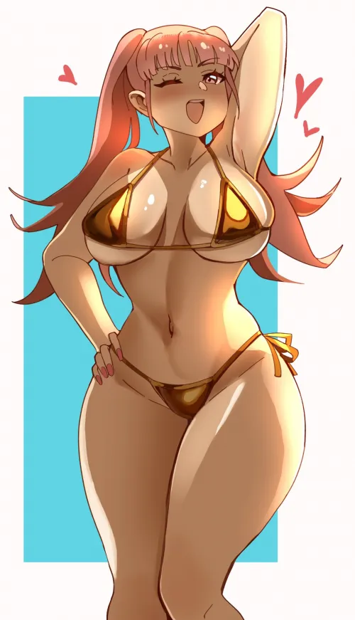 Hilda putting on a golden bikini on her birthday [Fire Emblem] (cero) Thumbnail