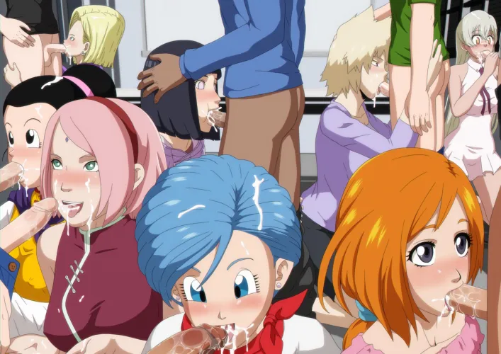 Hinata, Sakura, Bulma, Chi-Chi, Android 18, Orihime, Mitsuki & Elizabeth [Naruto] x [Dragon Ball] x [Bleach] x [My Hero Academia] x [Seven Deadly Sins] (PopBlackCherry) Thumbnail