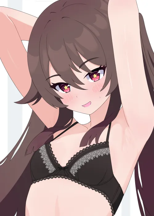 Hu Tao in a lingerie showing her armpits Thumbnail