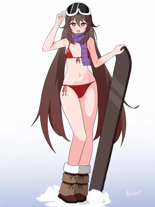 HuTao going snowboarding Thumbnail