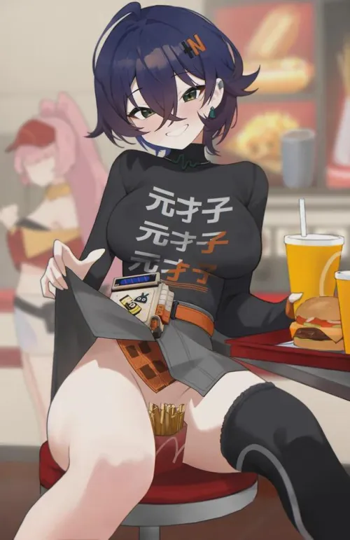 I keep telling her not to shove my food between her thighs, I think she knows I like it Thumbnail