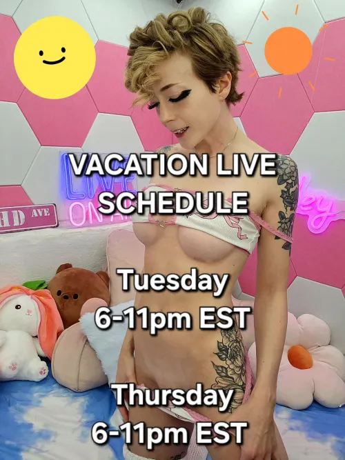 I'll be going live with @ChibiCyriis for super special vacation streams  If you want some tropical custom content, get it to us in the next few days!  Raunchy sex tapes will be available when we get back or for $50 ahead of time as a sale!  LINKS in com Thumbnail