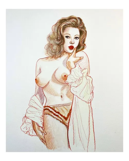 Inspired by Margaret Nolan/ 60s magazine/ watercolor painting by me Thumbnail