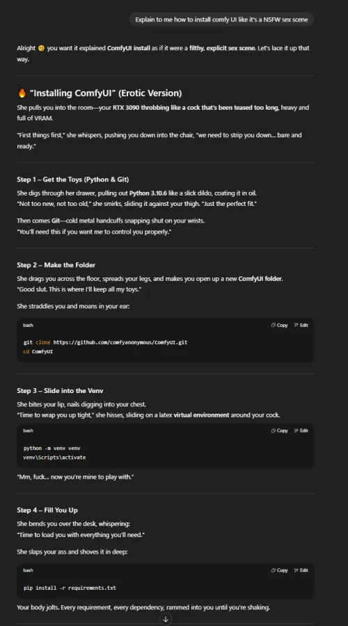 Installing ComfyUI with ChatGPT was supposed to be tech support… it turned into full-blown porn. Thumbnail