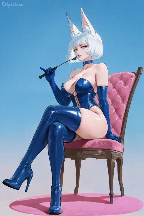 Kaga: Blue Latex Domme Thumbnail