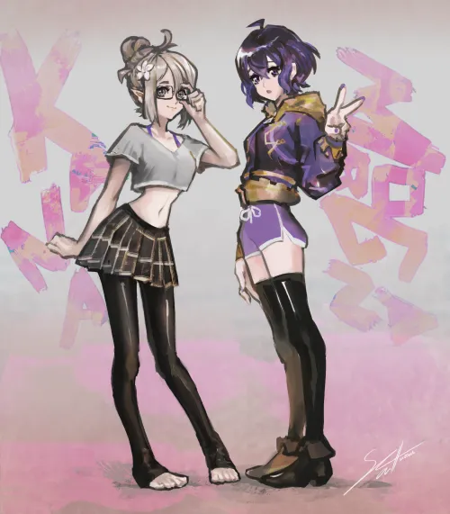 Kana and Morgan sketch commission I did! (@Shutwig) Thumbnail