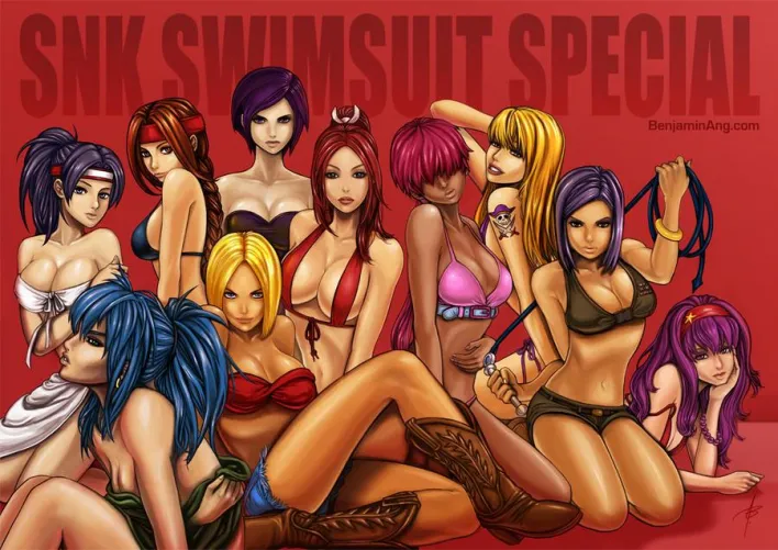 Kasumi, Leona, Yuri, Blue Mary, Elisabeth, Mai, Shermie, B Jenet, Whip and Athena SNK Swimsuit Special (BenjaminAng) Thumbnail