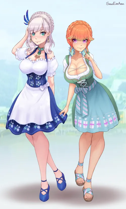 Kiara and Reine in Dirndls (SeanEonAeon) Thumbnail
