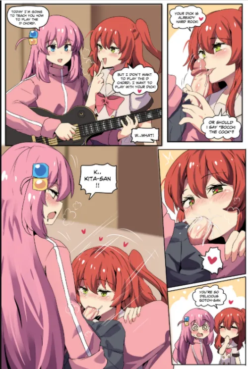 Kita Ikuyo sucking on the soft futa of her antisocial friend Hitori, comic artist (Hinghoi) Thumbnail