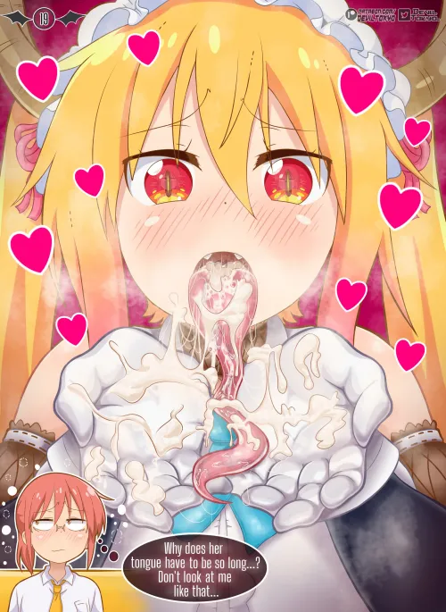 Kobayashi couldn't hold herself back after Tohru's blowjob Thumbnail