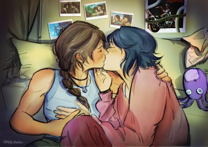 Lara & Sam kissing in bed (@sleepy_buko) [Tomb Raider] Thumbnail