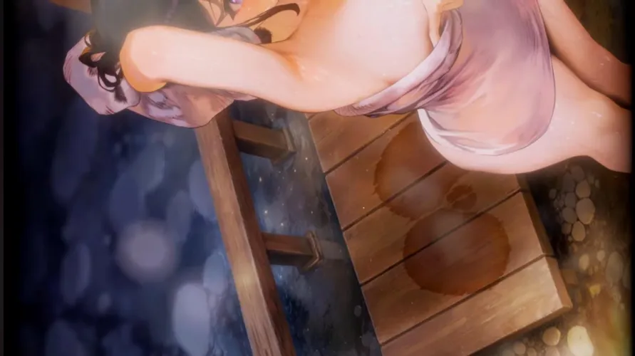 LF Color Source: 1girl, black hair, white skin, bathouse, wet towel, wood, steam, drying hair Thumbnail