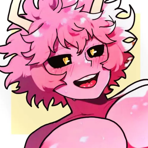 LF Color Source, mina ashido, pink skin, pink nipples, horn, horns, black sclera, heart shaped pupils Thumbnail