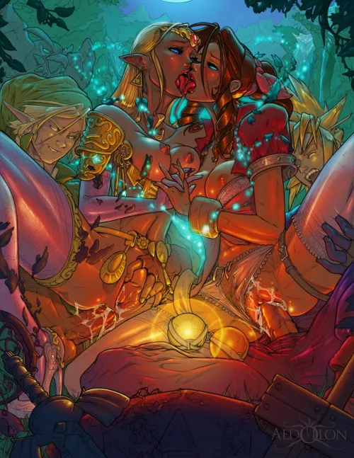 Link and Zelda with Cloud and Aerith (Aedollon) Thumbnail