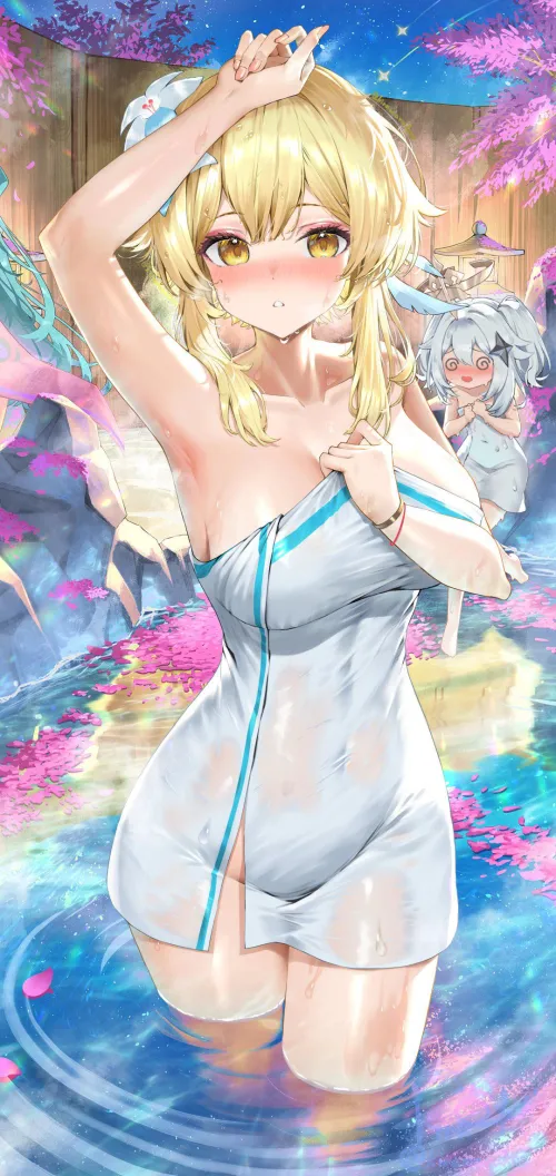 Lumine enjoying onsen Thumbnail